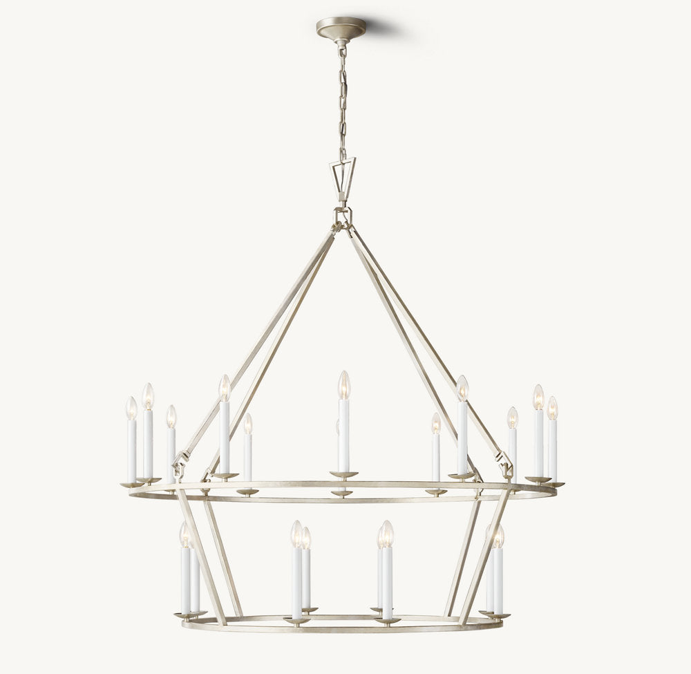 19TH C. ENGLISH OPENWORK TWO-TIER ROUND CHANDELIER 50"