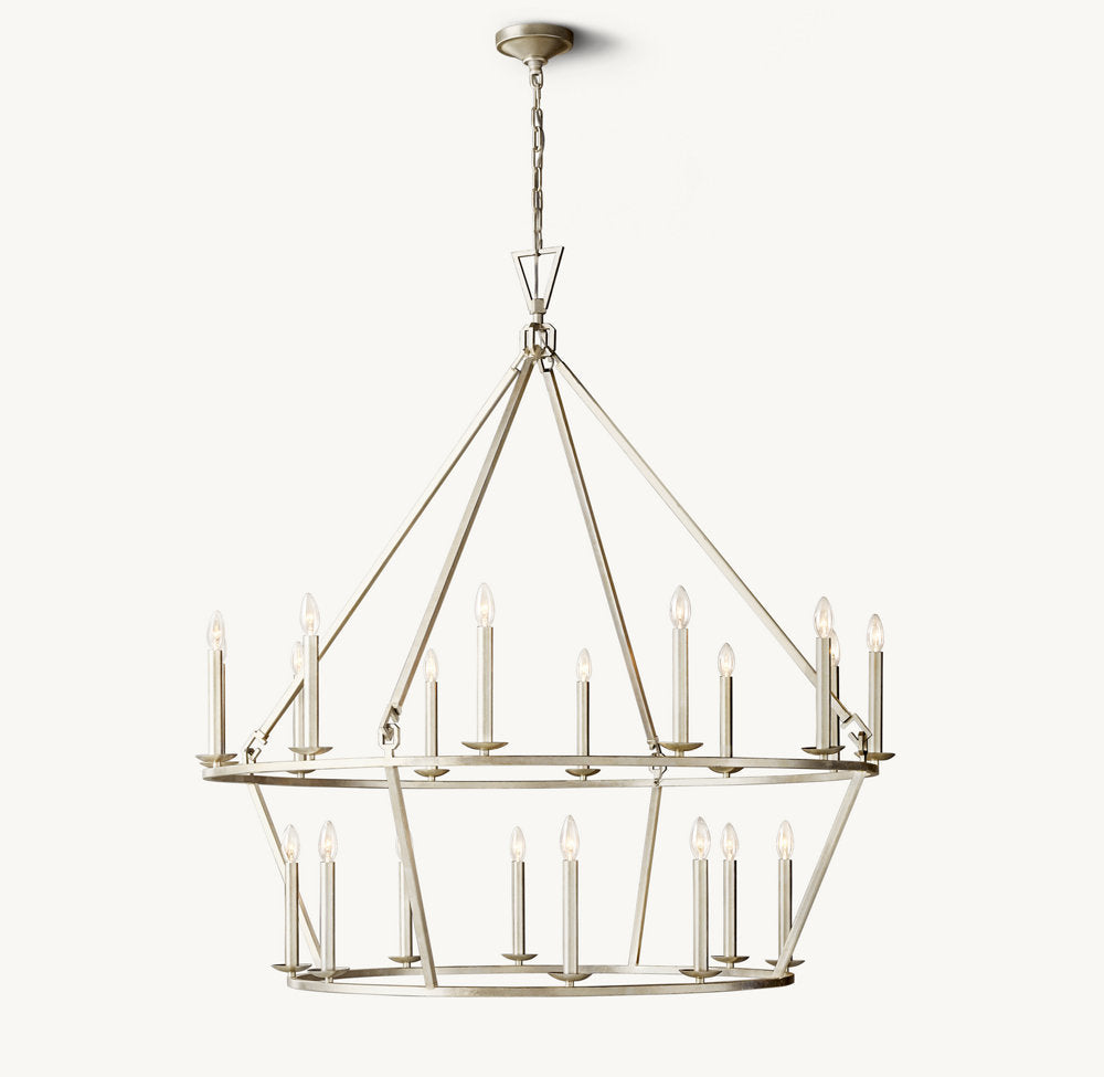 19TH C. ENGLISH OPENWORK TWO-TIER ROUND CHANDELIER 50"