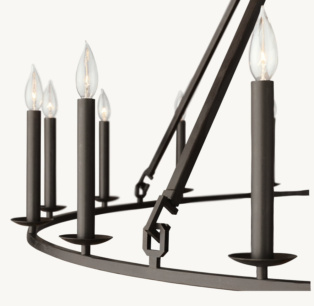 19TH C. ENGLISH OPENWORK TWO-TIER ROUND CHANDELIER 50"