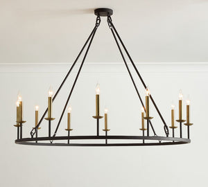 Remington Iron Round Ceiling-Mounted Chandelier (50")