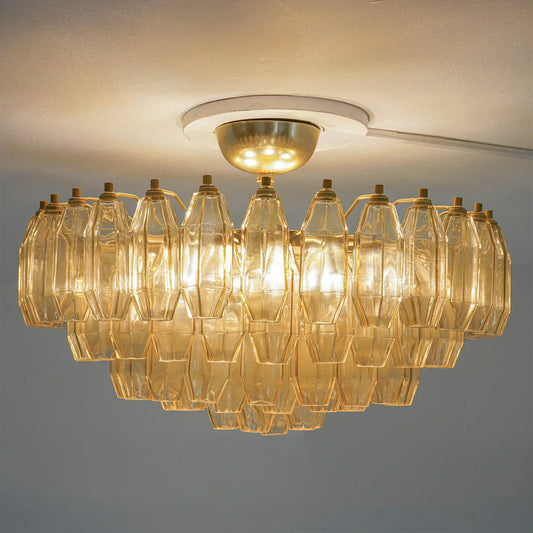 Prismatico 91 Elements Amber Compact Glass Chandelier 25"