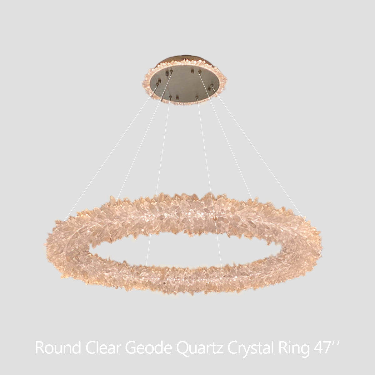 Cervine Round Clear Geode Quartz Crystal Ring Chandelier 24"
