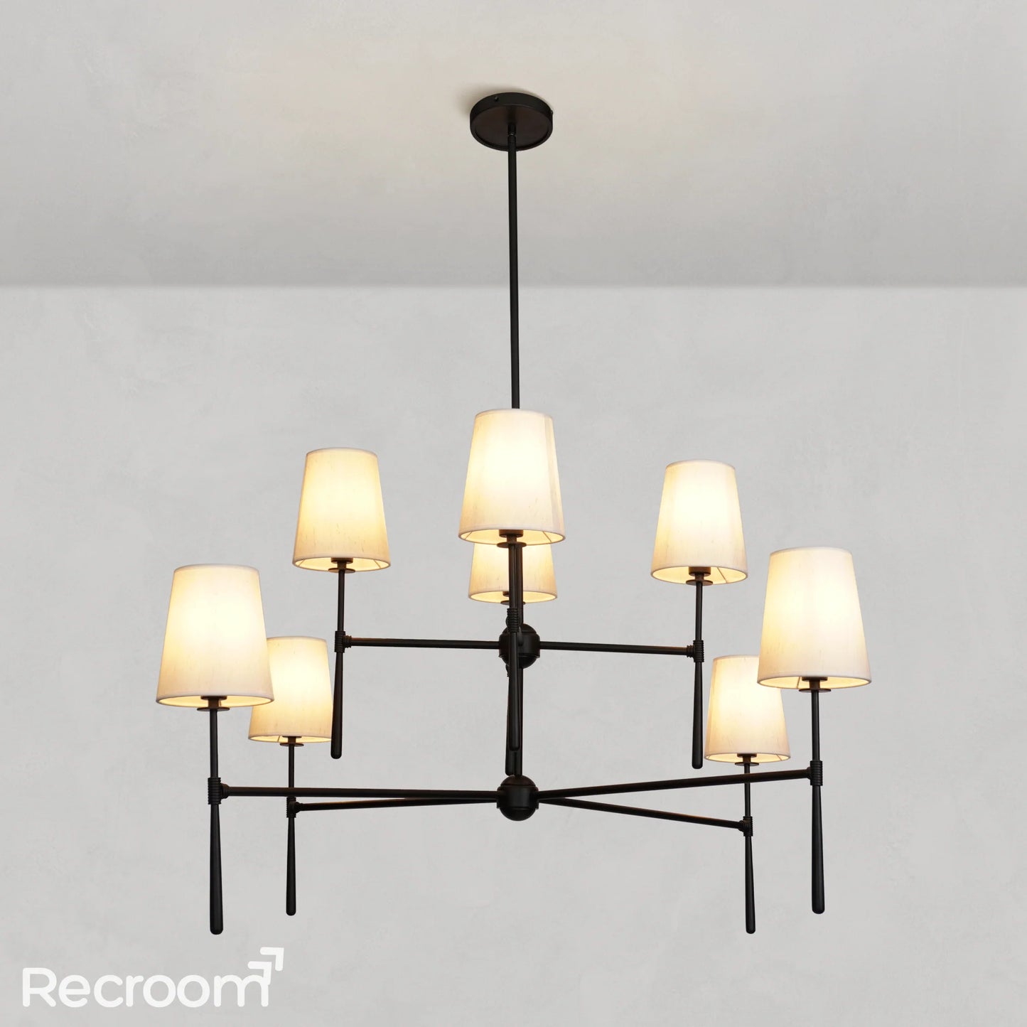 Art Fabric Lamp Shade Rhodes 2-Tier Round Chandelier 48