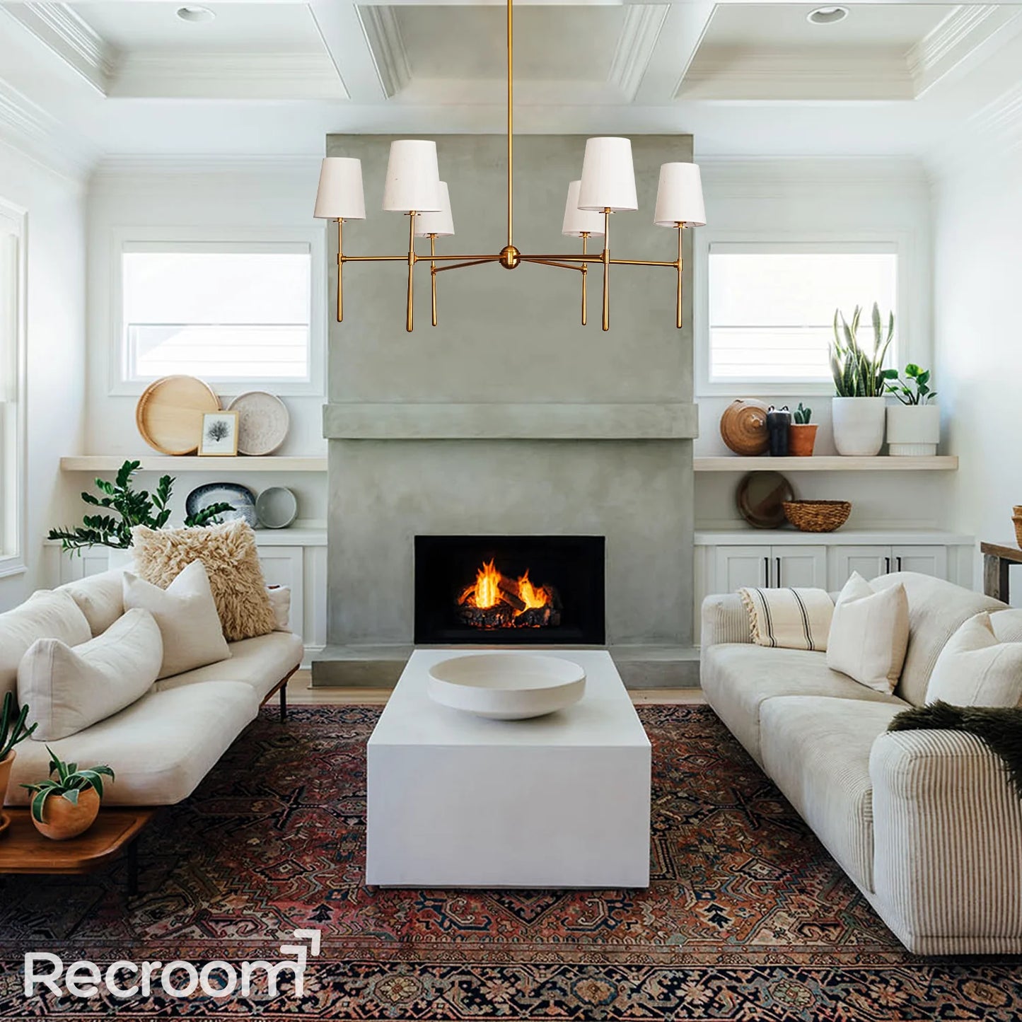 Art Fabric Lamp Shade Rhodes Round Chandelier42"