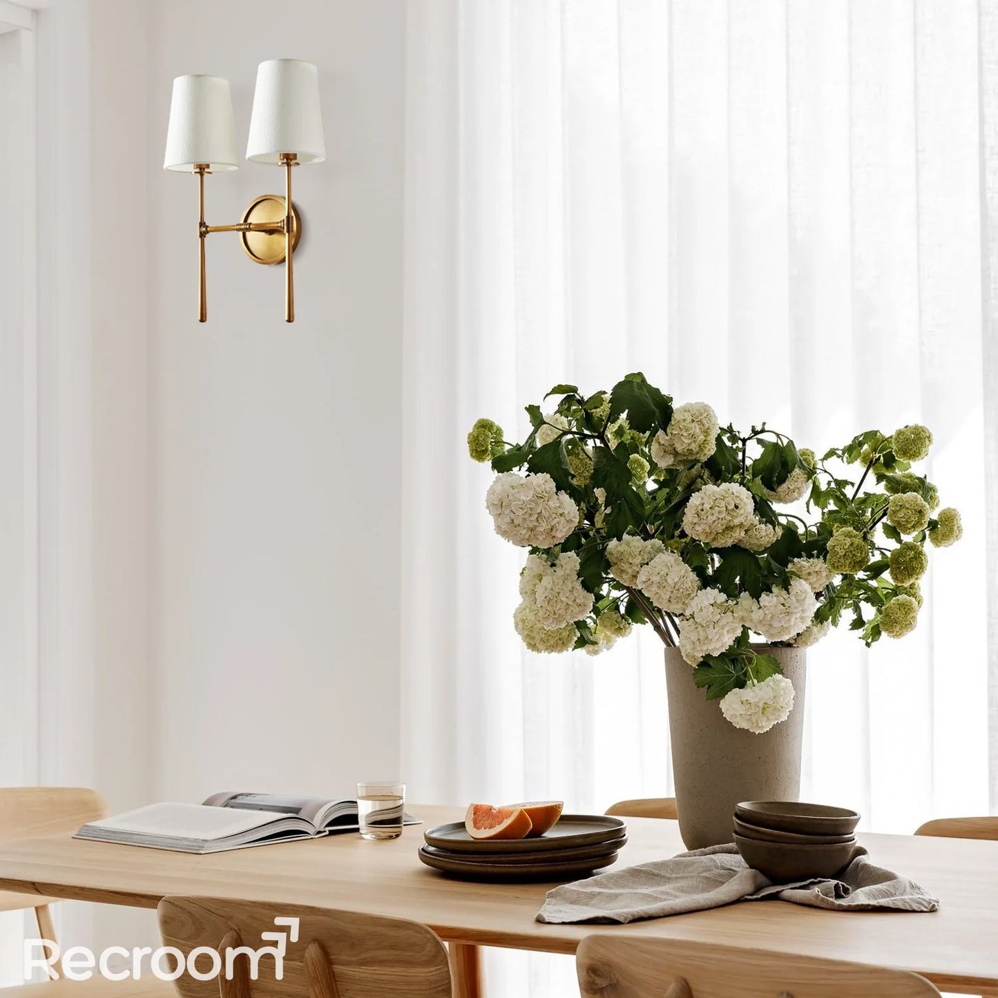 Art Fabric Lamp Shade Rhodes Double Wall Sconce