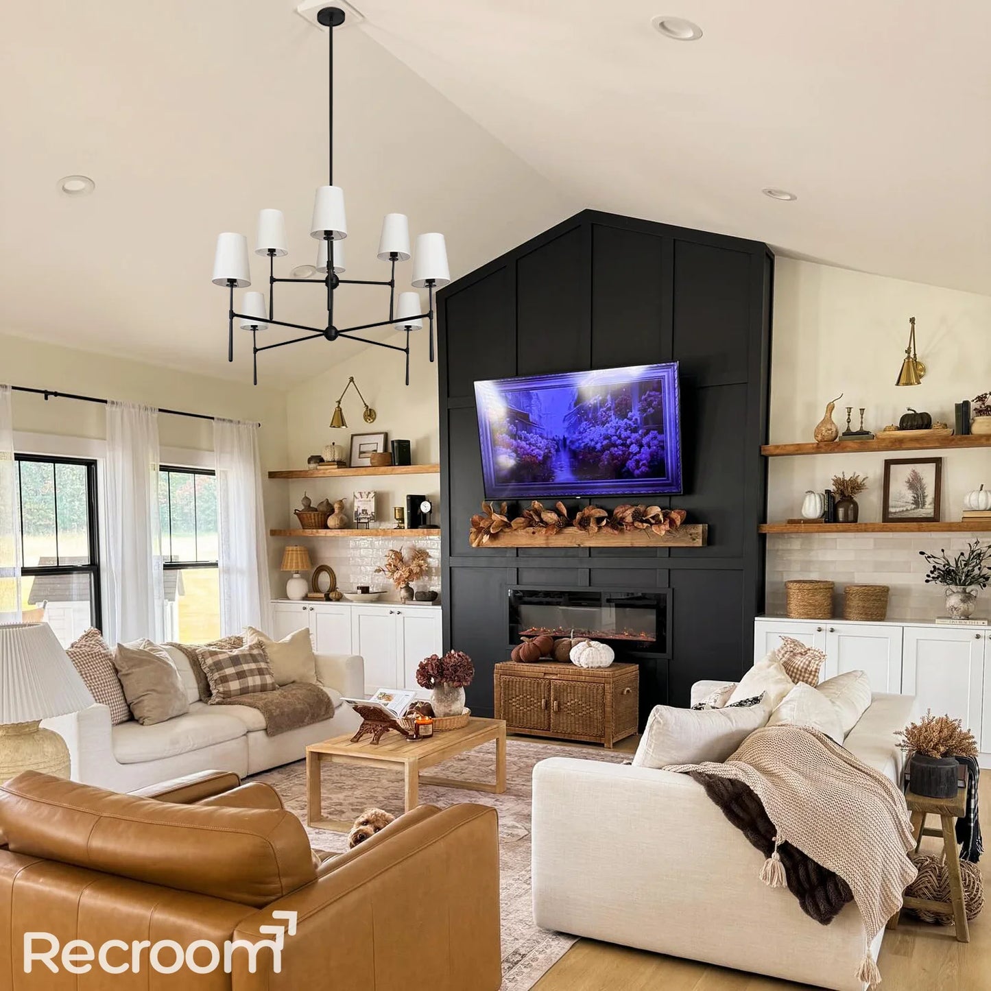 Art Fabric Lamp Shade Rhodes 2-Tier Round Chandelier 48