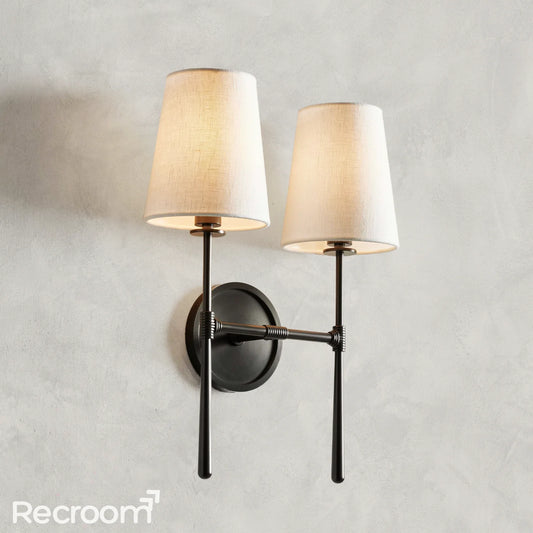 Art Fabric Lamp Shade Rhodes Double Wall Sconce