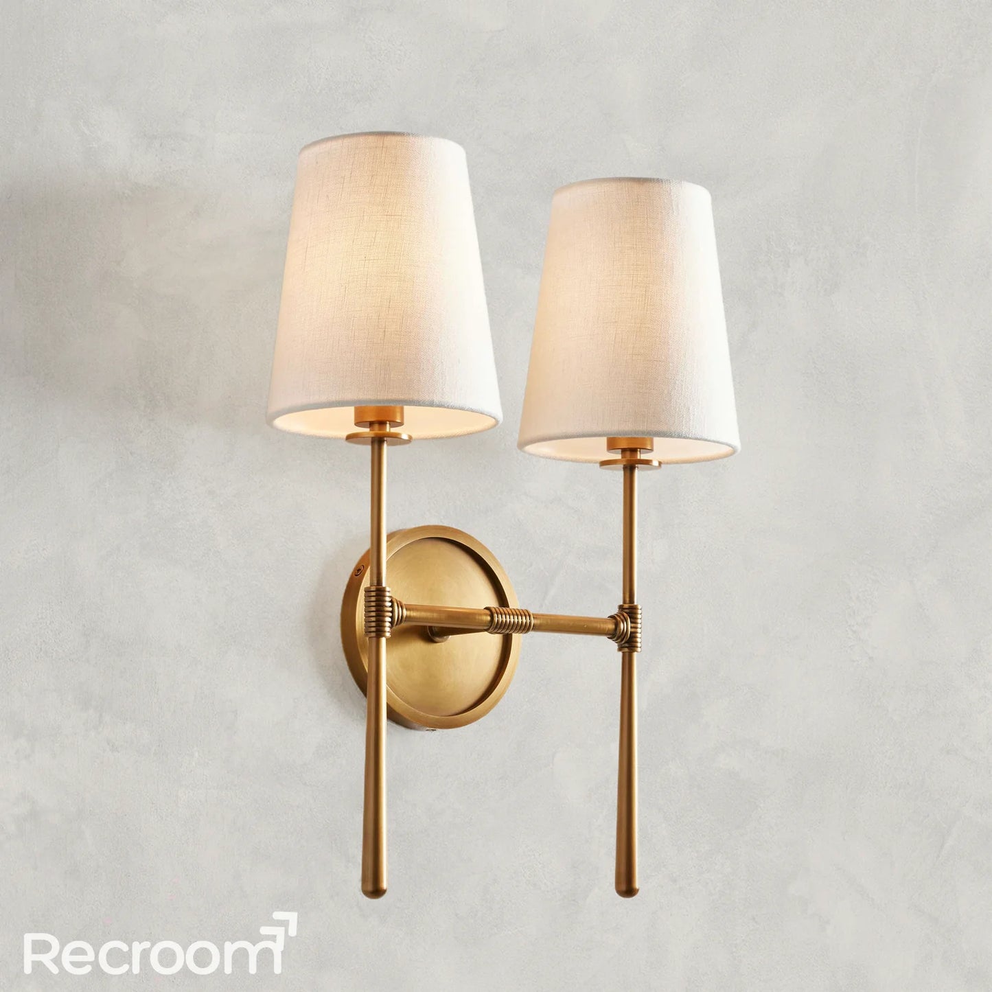 Art Fabric Lamp Shade Rhodes Double Wall Sconce