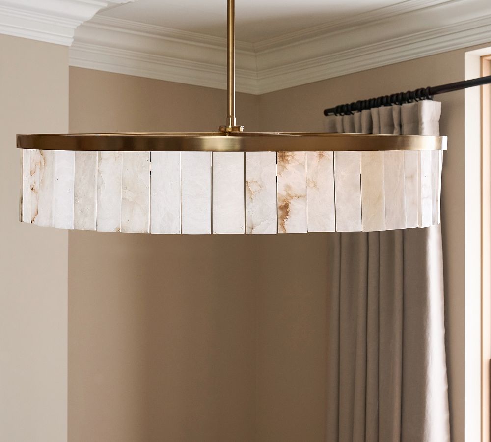 Windham Alabaster Tile Round Chandelier (30"-42")
