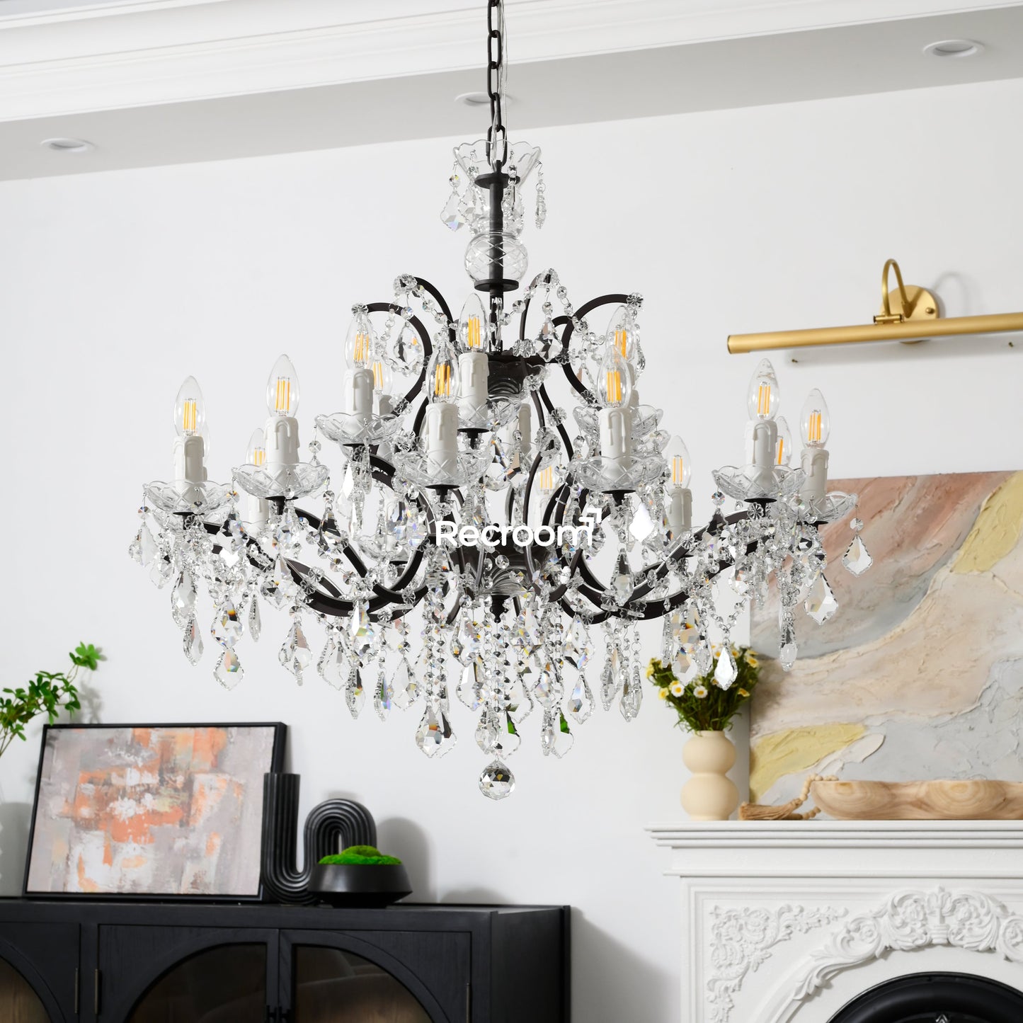 Rococonut Crystal Outdoor Chandelier 33”