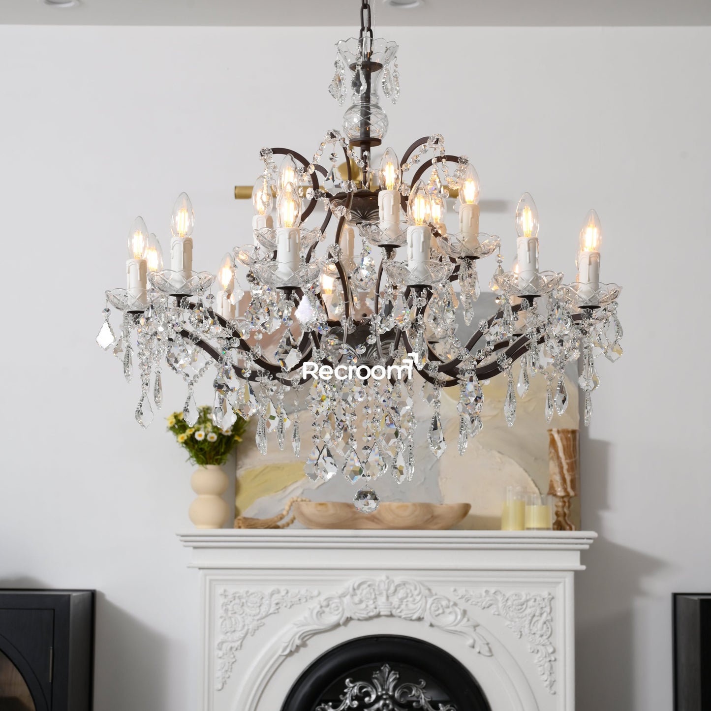 Rococonut Crystal Outdoor Chandelier 33”